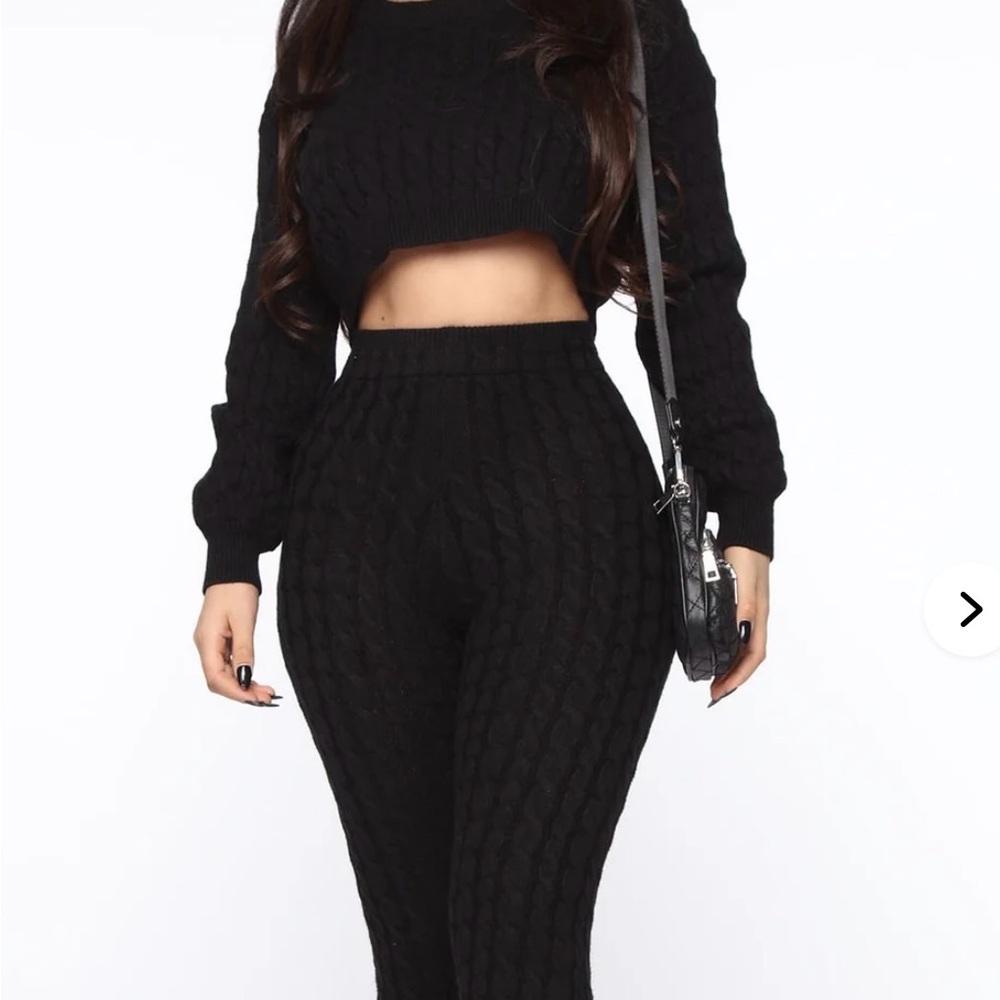 Black Cable Knit Women Set